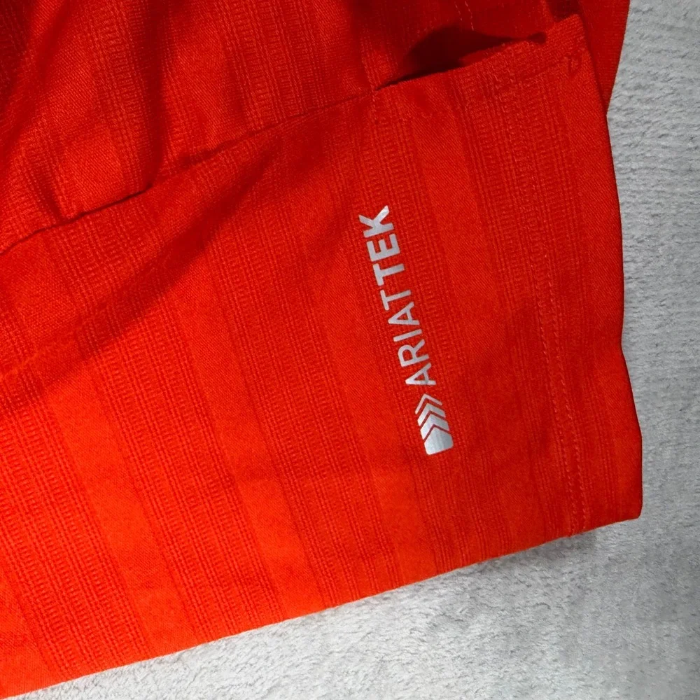 Ariat Mens XL Orange AriatTEK Heat‎ Series Striped Performance Shirt Short Slv